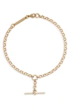 Zoë Chicco Princess Diamond Bar Faux Toggle Rolo Bracelet In 14k Yellow Gold