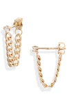 Zoë Chicco 14k Yellow Gold Prong Diamonds Diamond Front To Back Chain Drop Earrings In 14k Yellow Gold