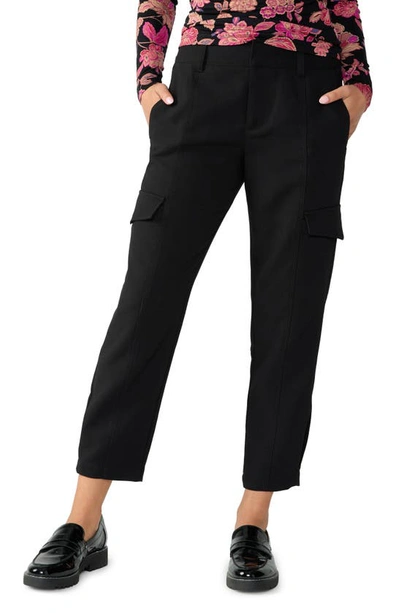 Sanctuary Polished Straight Leg Crop Cargo Trousers In Black