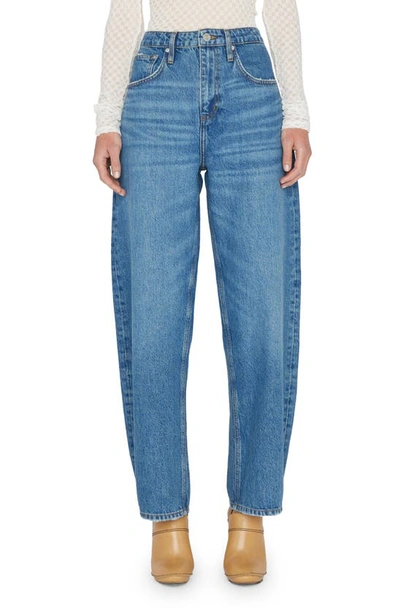 Frame Long Barrel High-rise Tapered Jeans In Blue