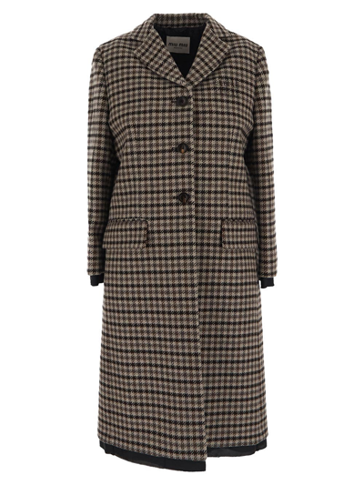 Miu Miu Single-breasted Coat In Brown