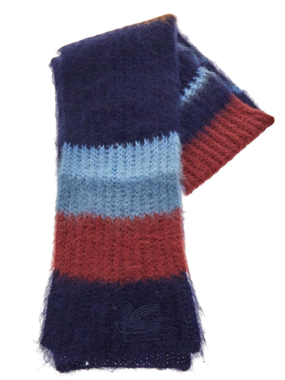 Etro Mohair Scarf In Blue,multi