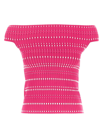 Alexander Mcqueen Ribbed-knit Top In Pink