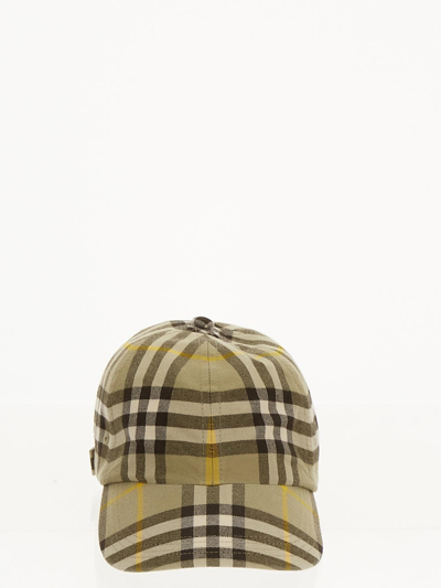 Burberry Archive Check Baseball Cap In Green