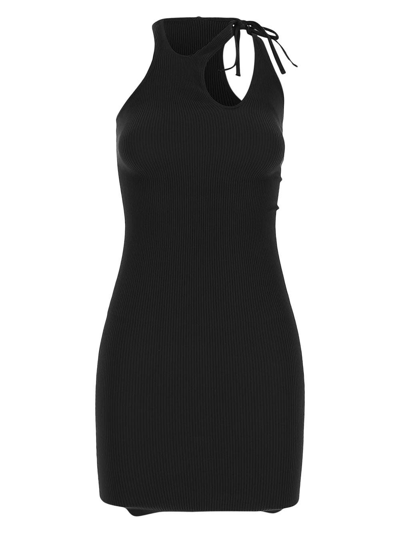 Andreädamo Ribbed Jersey Mini Dress In Black