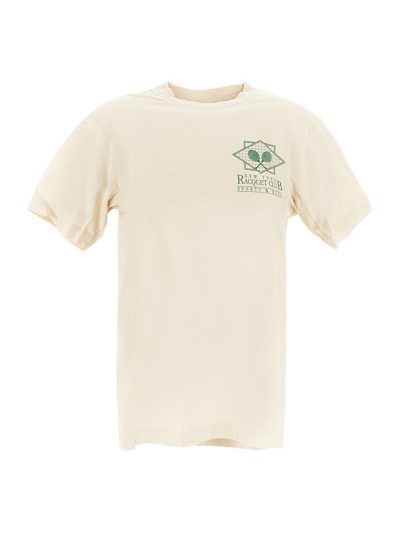 Sporty And Rich New York Racquet Club Graphic-print Cotton-jersey T-shirt In Cream