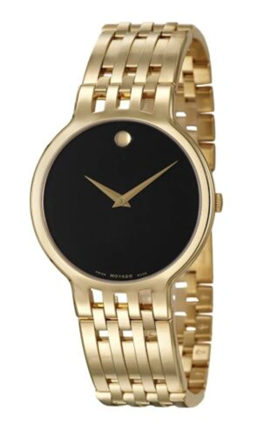 Pre-owned Movado Brand  Men's Esperanza 40mm Yellow Gold Black Dial Watch 0607148
