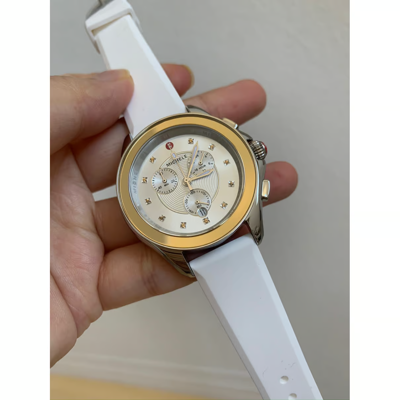 Pre-owned Michele (flash Sale)  18k Gold Cape Topaz Mww27e000002 Watch Retail $500
