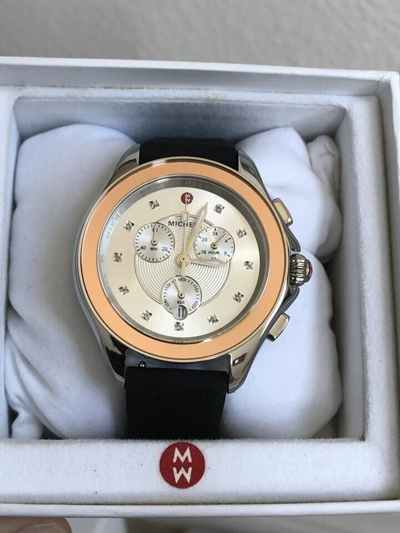 Pre-owned Michele (flash Sale)  18k Gold Topaz Cape Watch Mww27e000001 Retail $500