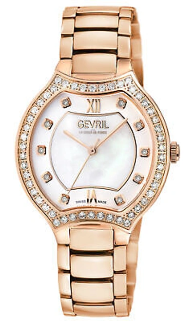 Pre-owned Gevril Women's 11251b Lugano Swiss Quartz Diamond Mop Dial Iprg Watch