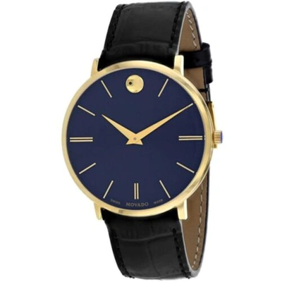 Pre-owned Movado 0607173 Men's Ultra Slim Black Dial Quartz Watch