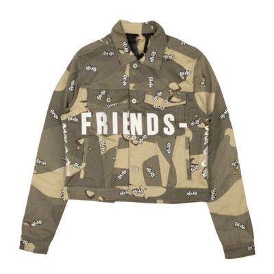 Pre-owned Vlone Beige Green Dice Camo Denim Jacket