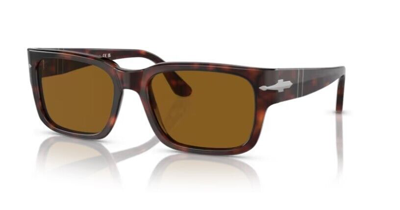 Pre-owned Persol 0po3315s 24/33 Havana/brown 55mm Rectangular Men's Sunglasses