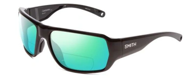 Pre-owned Smith Optics Castaway Unisex Wrap Polarized Bifocal Sunglasses Gloss Black 63mm In Green Mirror