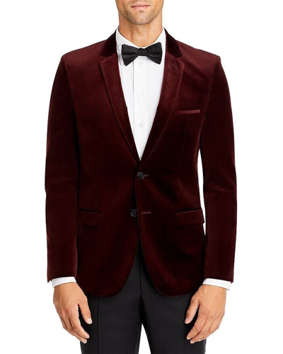 Pre-owned Hugo Boss Men's Arti Burgundy Velvet Extra Slim Fit Jacket -size 36r -rt $595 In Red