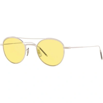 Pre-owned Oliver Peoples Men's Sunglasses Brushed Silver Frame  Ov1275t 5254 In Yellow Wash