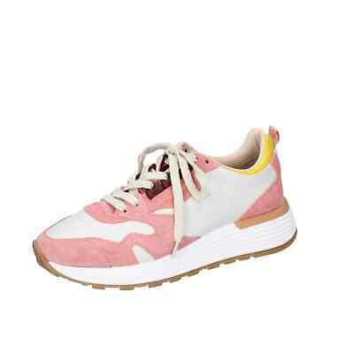 Pre-owned Moma Shoes Women  Sneakers Pink Leather White Suede 3as401-cr11 Bc795