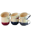 Elama Coffee House 6 Piece 12 Ounce Mug Set With Stand, Assorted Colors