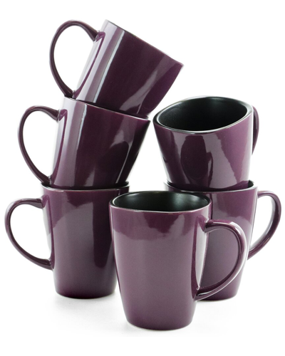 ELAMA ELAMA SET OF 6 MULBERRY STONEWARE MUGS