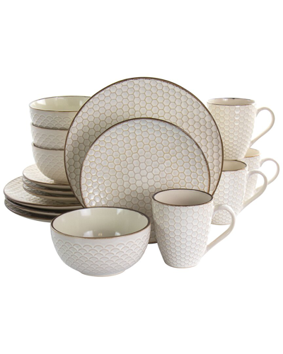 ELAMA ELAMA HONEY 16PC STONEWARE DINNERWARE SET