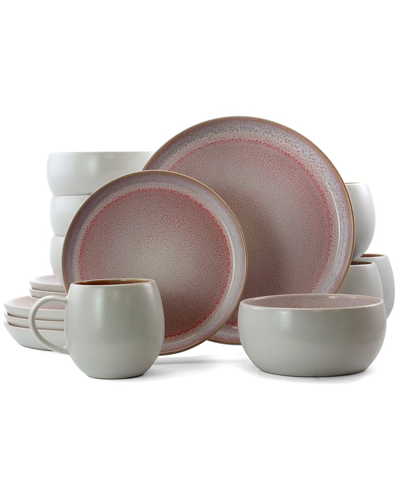 Elama Mocha 16 Piece Dinnerware Set, Service For 4 In Pink