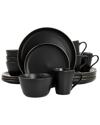 Elama Textured, Uneven Dimpled Design Emilio 16 Piece Stoneware Dinnerware Set, Service For 4