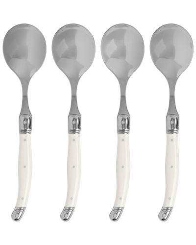 French Home Laguiole Set Of 4 Soup Spoons In White