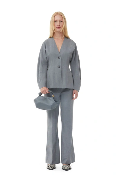Ganni Grey Drapey Melange Pants