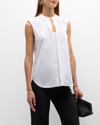 CALLAS MILANO OLYMPIA SLEEVELESS SPLIT-NECK BLOUSE