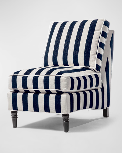 Mackenzie-childs Marquee Navy Stripe Armless Chair In Blue