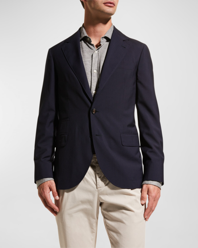 Brunello Cucinelli Men's Super 150s Lightweight Wool And Silk Blazer In Navy