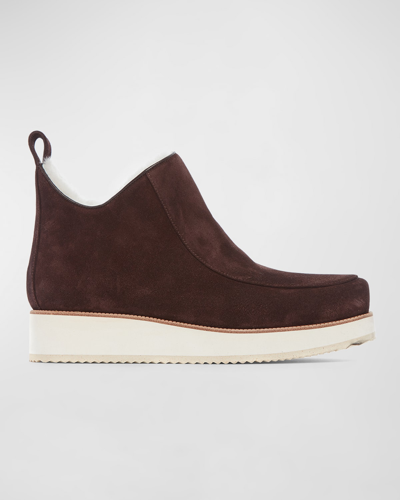 Gabriela Hearst Harry Shearling-lined Suede Ankle Boots In Brown