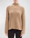 Theory Karenia Cashmere And Felted Wool Turtleneck Sweater In Plmnivry