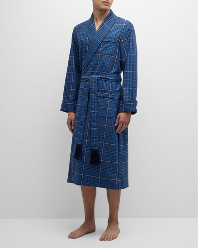 Derek Rose Men's York 43 Wool Plaid Robe In Blue