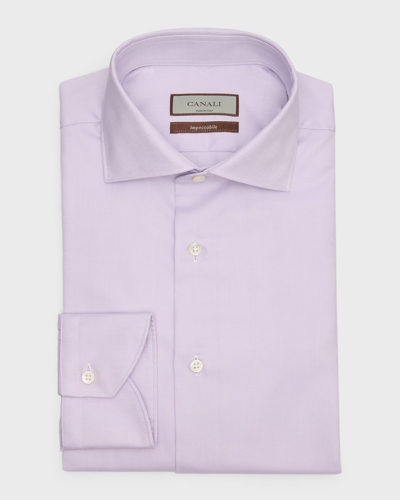 Canali Men's Impeccabile Cotton Pique Dress Shirt In Purple