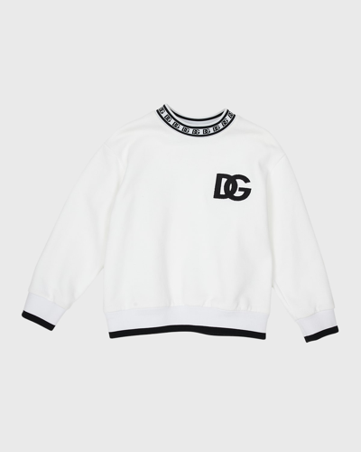 Dolce & Gabbana Kids' Logo-print Long-sleeve Sweatshirt In White