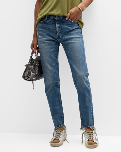 Moussy Vintage Avenal Mid-rise Straight Tapered Jeans In Blue