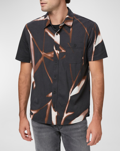 Paige Men's Tillman Abstract-print Sport Shirt In Black Cinnamon Multi