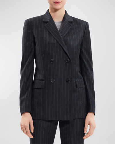 THEORY SLIM DOUBLE-BREASTED SUITING FLANNEL BLAZER