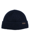Barbour Logo-patch Ribbed-knit Beanie In Blue