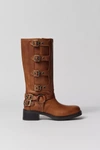 STEVE MADDEN BROCKS MOTORCYCLE BOOT IN BROWN, WOMEN'S AT URBAN OUTFITTERS