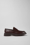 Camper Walden Leather Moc Toe Loafer Shoe In Maroon