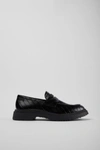 Camper Walden Leather Moc Toe Loafer Shoe In Black Pattern
