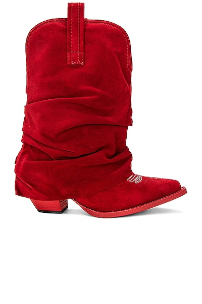R13 Chunky Cowboy Boot In Red