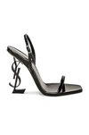 Saint Laurent Opyum Ysl Logo-heel Sandals With Black Hardware In Nero