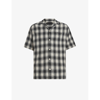 Allsaints Mens Off White Underground Relaxed-fit Check Cotton Shirt