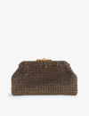 Reiss Womens Gold Adaline Chain-strap Crystal-embellished Woven Clutch Bag