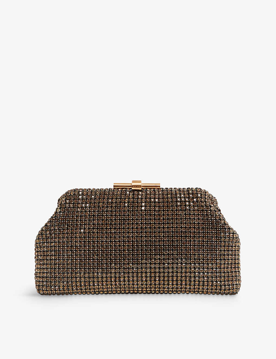 Reiss Womens Gold Adaline Chain-strap Crystal-embellished Woven Clutch Bag In Gold