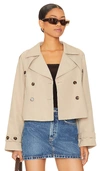 Steve Madden Sirus Crop Trench Coat In Khaki