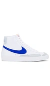 Nike Blazer Mid '77 Vintage Bq6806-124 Mens White Game Royal Leather Shoes Foh22 In White